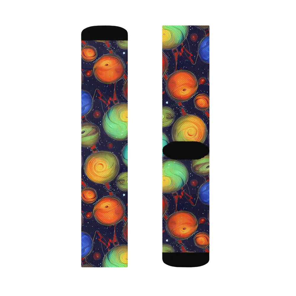 Orbiting Kaleidoscope on Socks — Left Sock