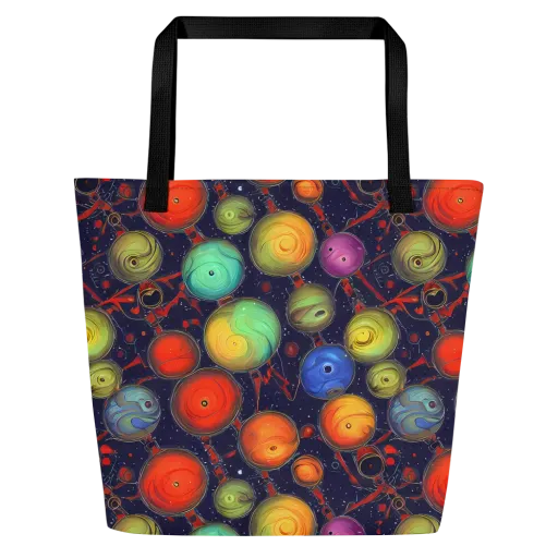 Orbiting Kaleidoscope on a Large Tote Bag W/ Pocket