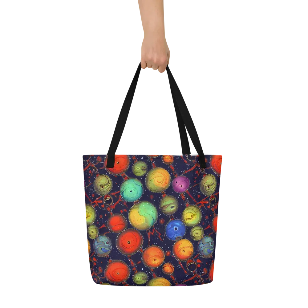 Orbiting Kaleidoscope on Large Tote Bag W/ Pocket — Front