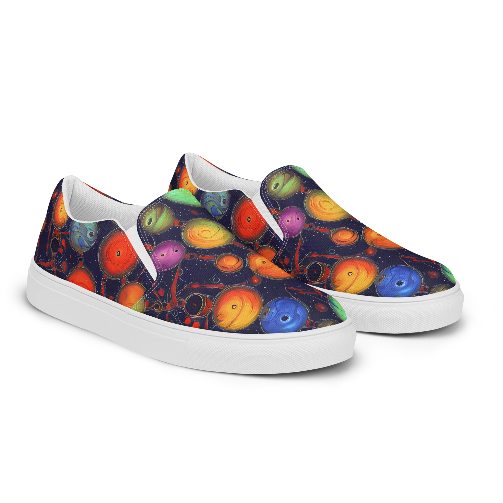 Orbiting Kaleidoscope on Women's Slip-On Canvas Shoes — Right Front