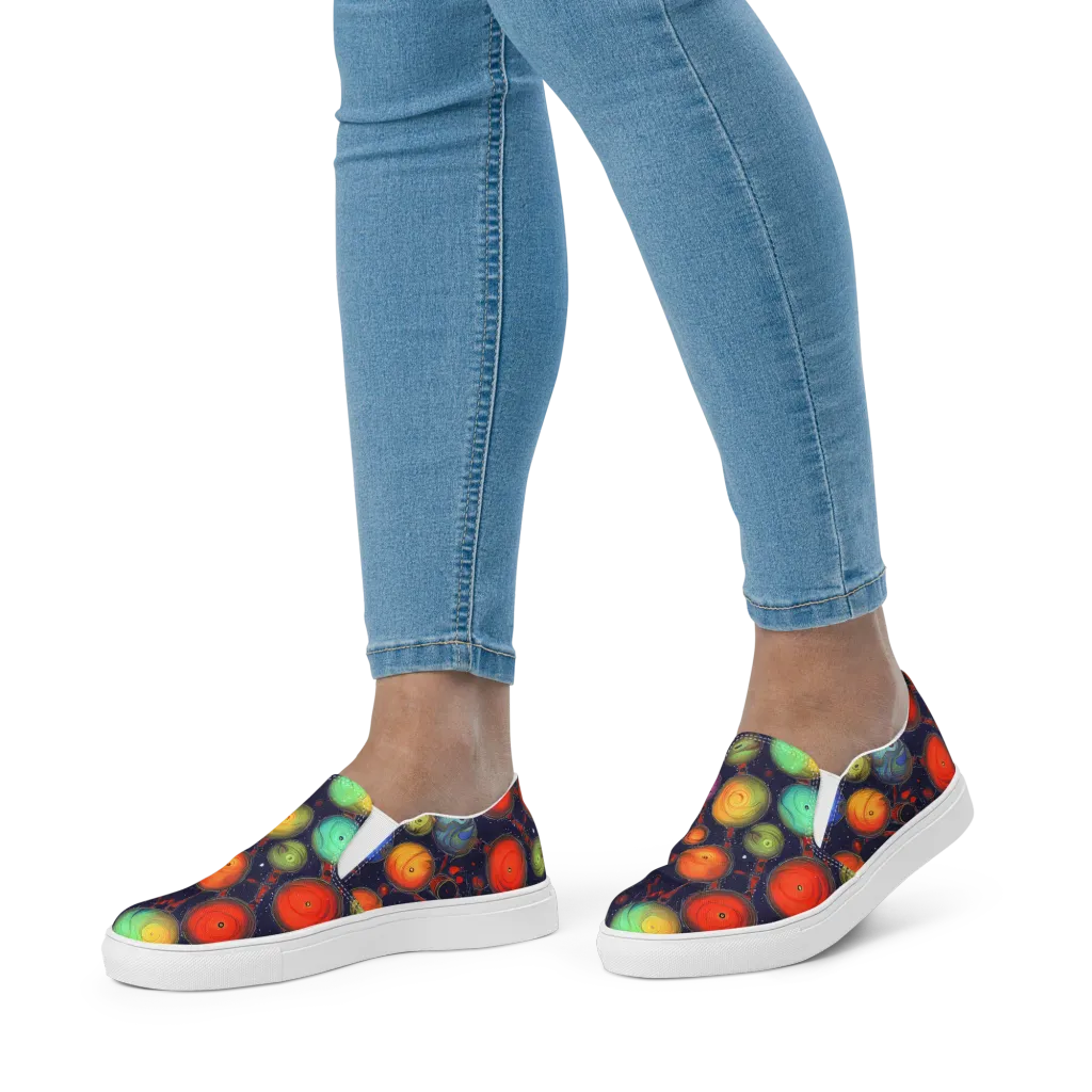 Orbiting Kaleidoscope on Women's Slip-On Canvas Shoes — Front
