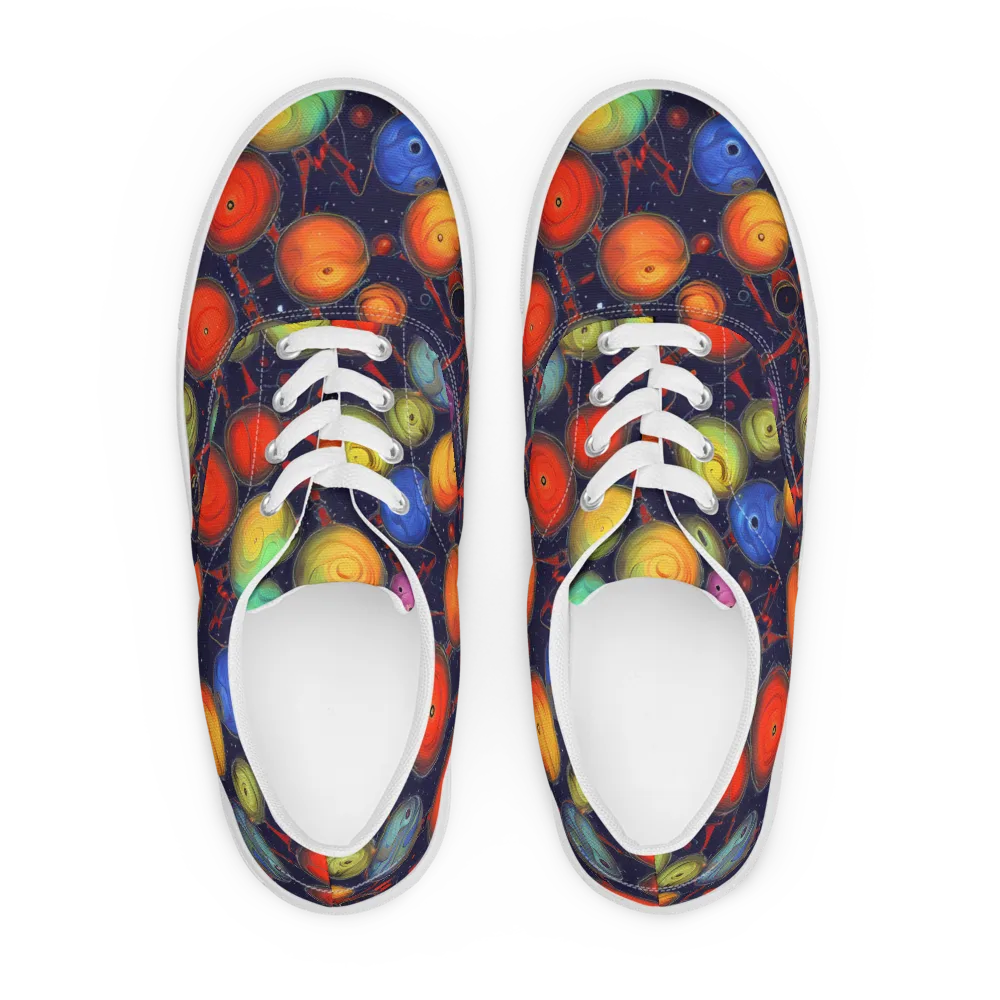 Orbiting Kaleidoscope on Men's Lace-Up Canvas Shoes — Front