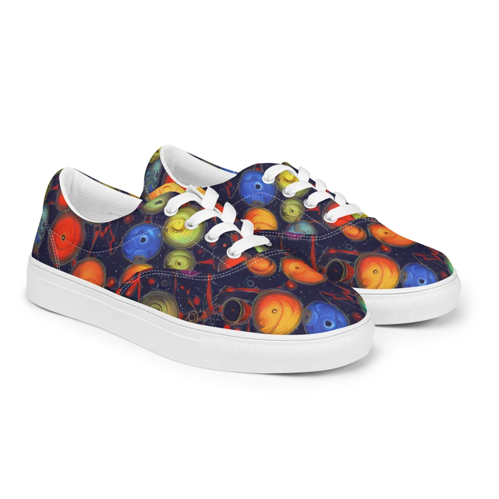 Orbiting Kaleidoscope on Men's Lace-Up Canvas Shoes — Right Front