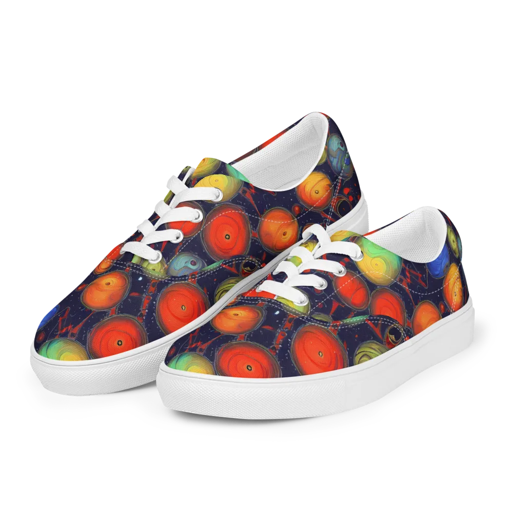 Orbiting Kaleidoscope on Men's Lace-Up Canvas Shoes — Left Front