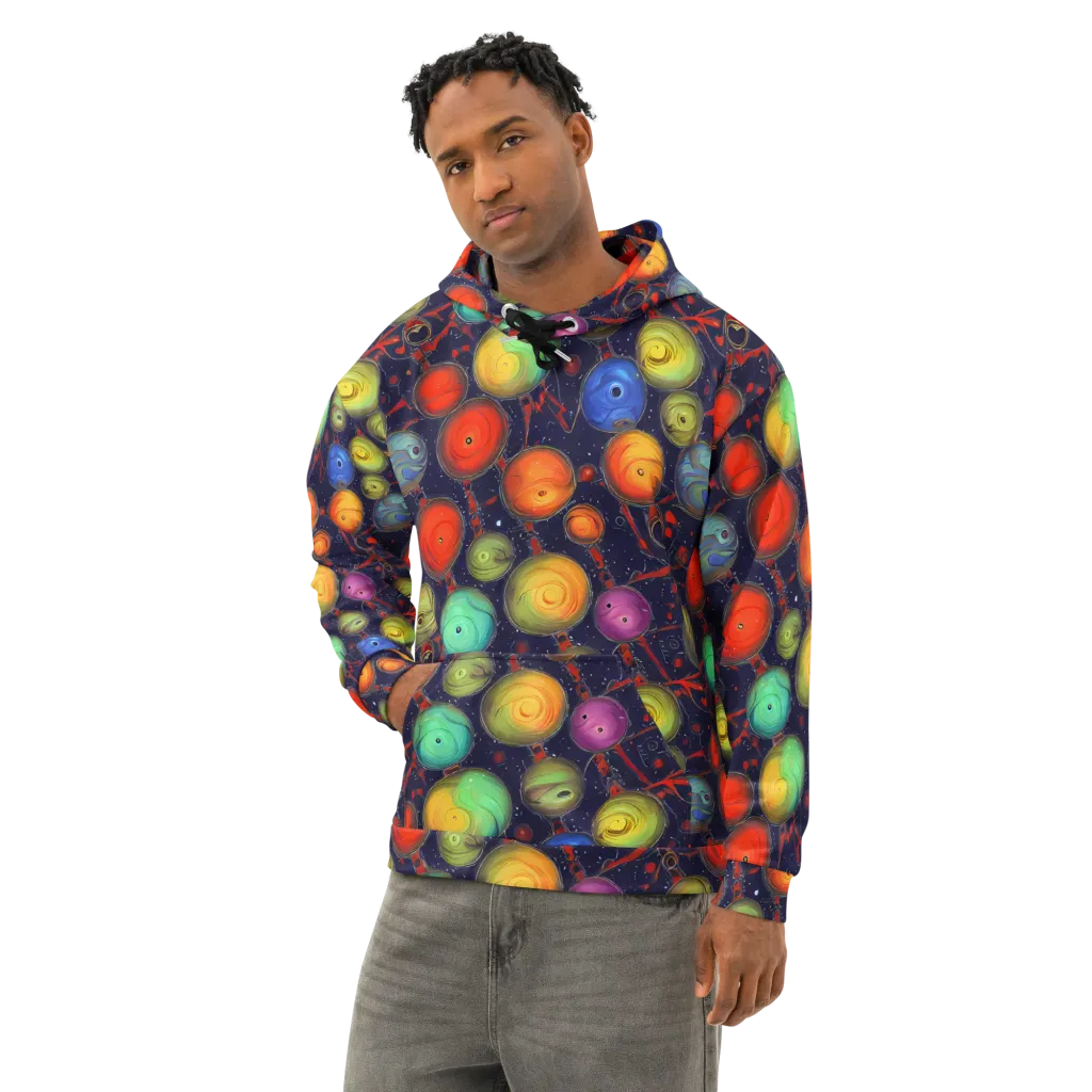 Orbiting Kaleidoscope on Cotton Hoodie — Left Front