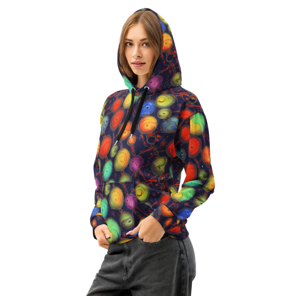 Orbiting Kaleidoscope on Cotton Hoodie — Left Front