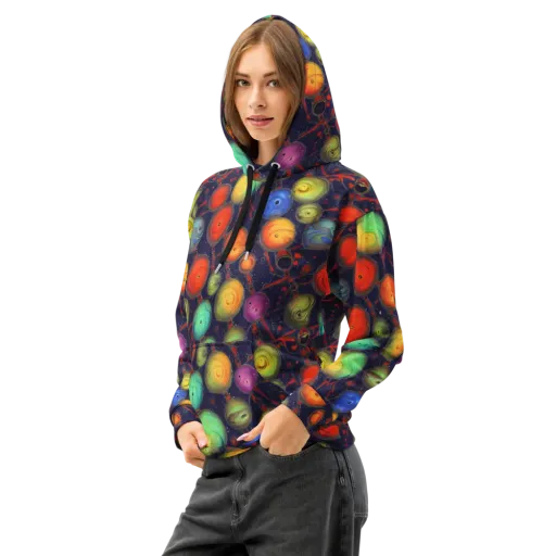 Orbiting Kaleidoscope on a Cotton Hoodie