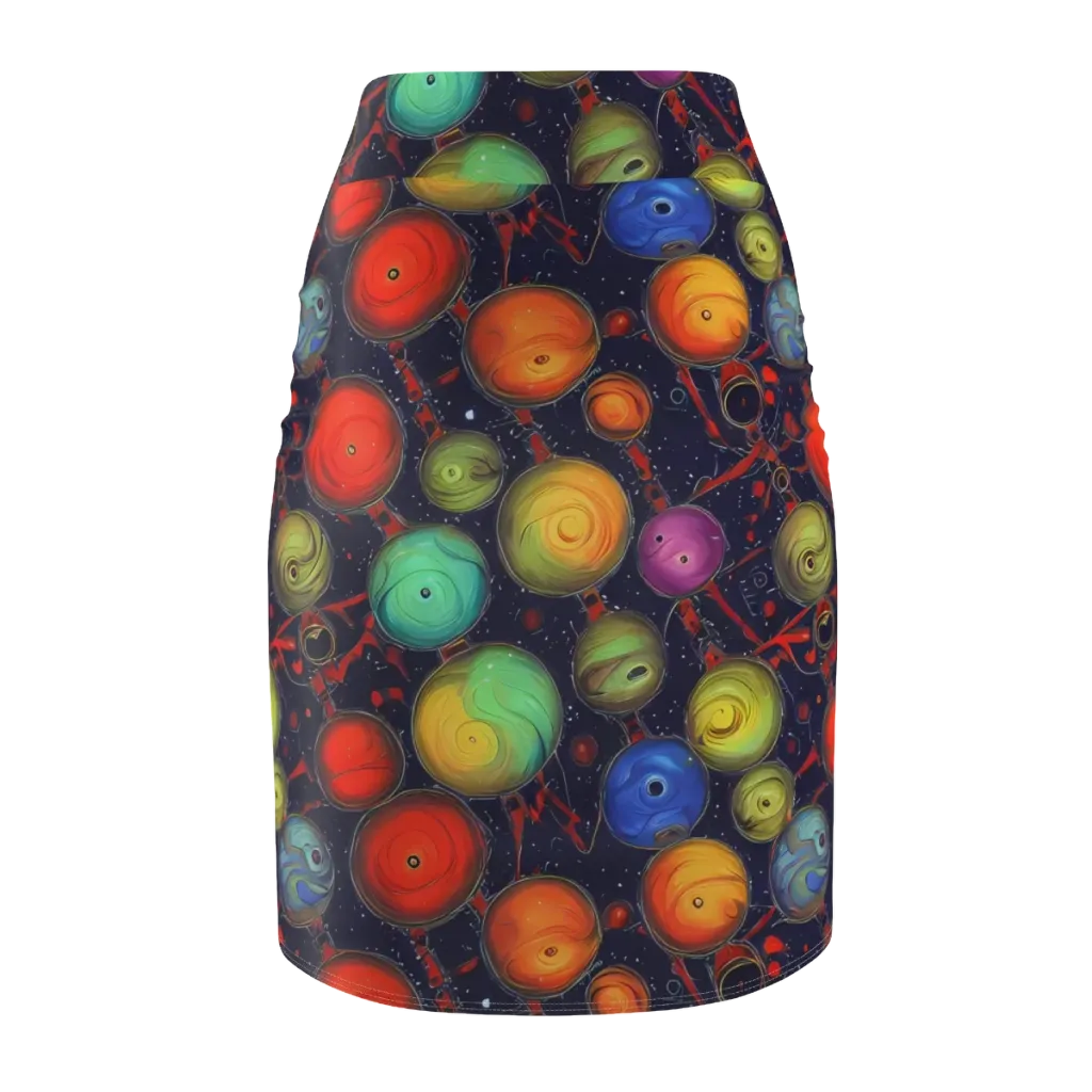 Orbiting Kaleidoscope on Pencil Skirt — Back
