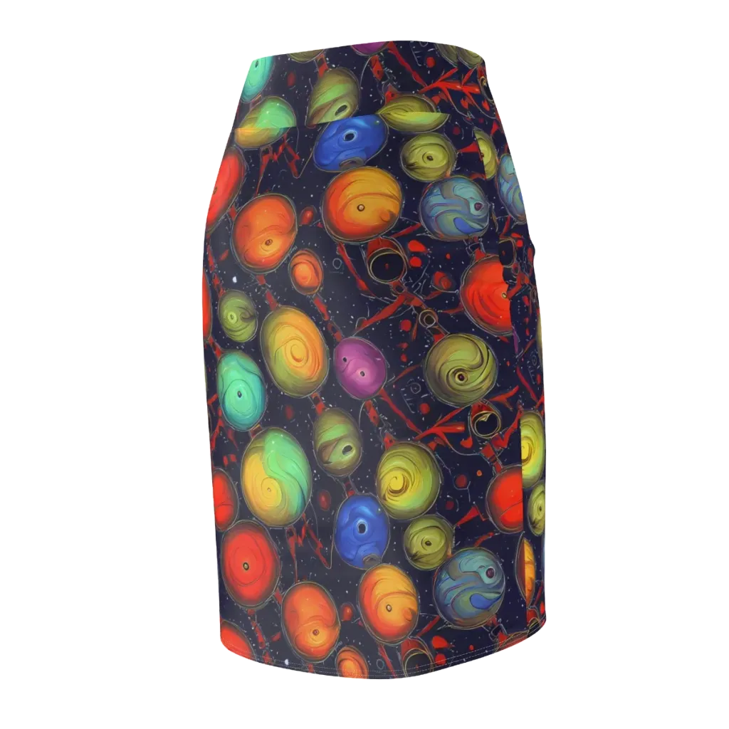 Orbiting Kaleidoscope on Pencil Skirt — Back Side