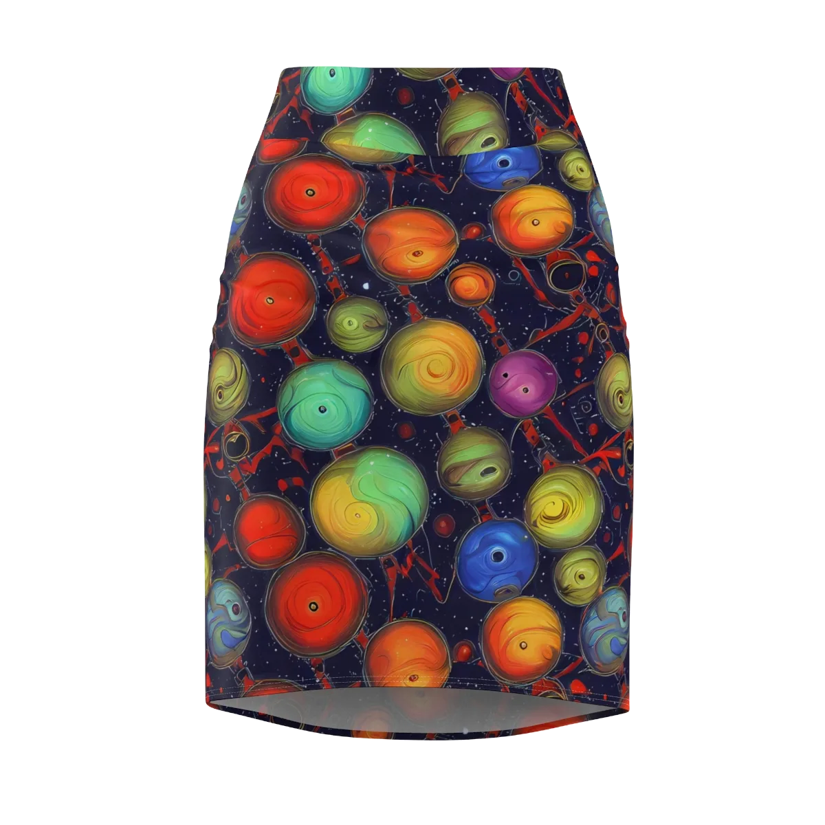 Orbiting Kaleidoscope on Pencil Skirt — Front