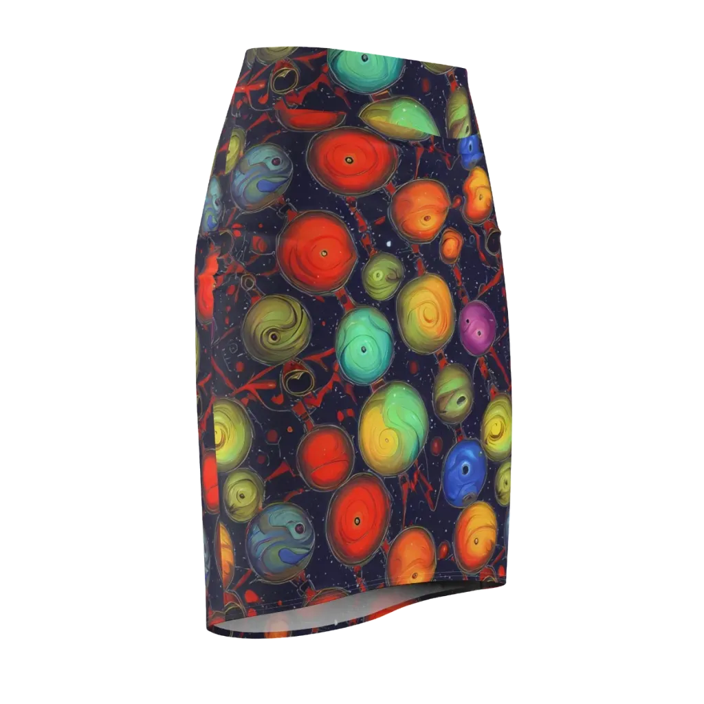 Orbiting Kaleidoscope on Pencil Skirt — Front Side