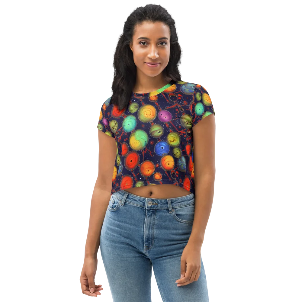 Orbiting Kaleidoscope on Crop Tee — Front