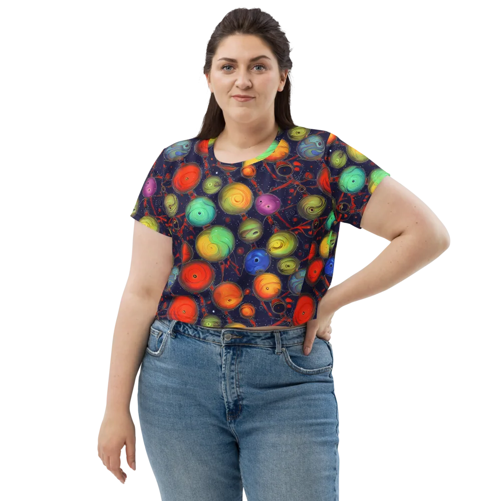 Orbiting Kaleidoscope on Crop Tee — Front
