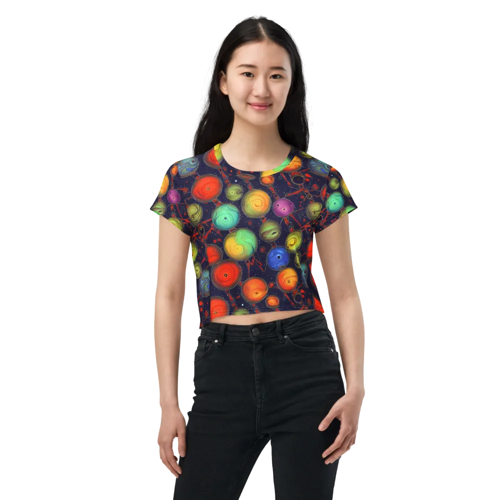 Orbiting Kaleidoscope on Crop Tee — Front