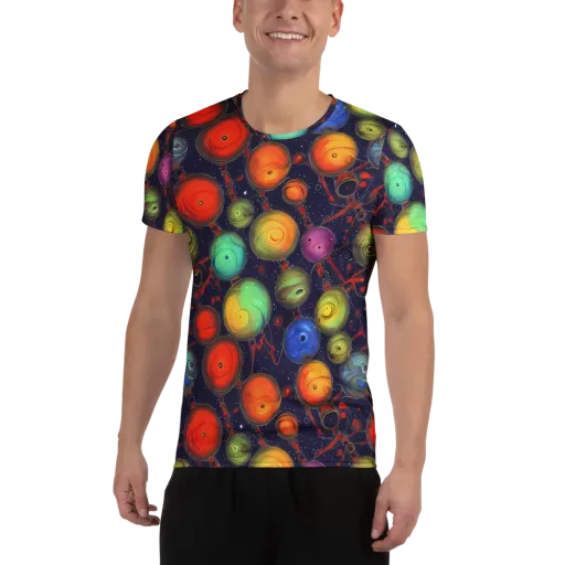 Orbiting Kaleidoscope on a Men's Athletic T-Shirt