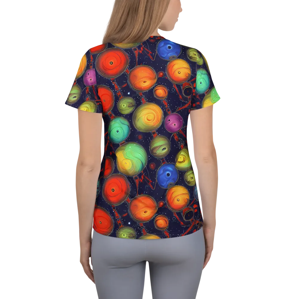 Orbiting Kaleidoscope on Women's Athletic T-Shirt — Back