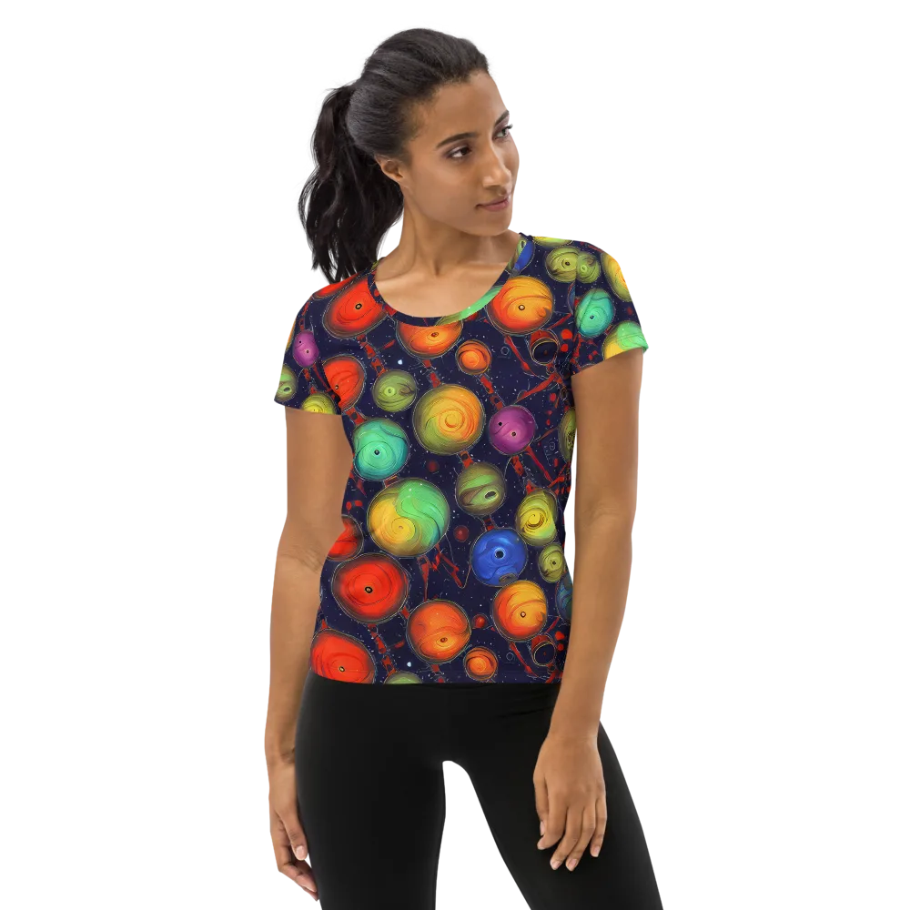Orbiting Kaleidoscope on Women's Athletic T-Shirt — Front
