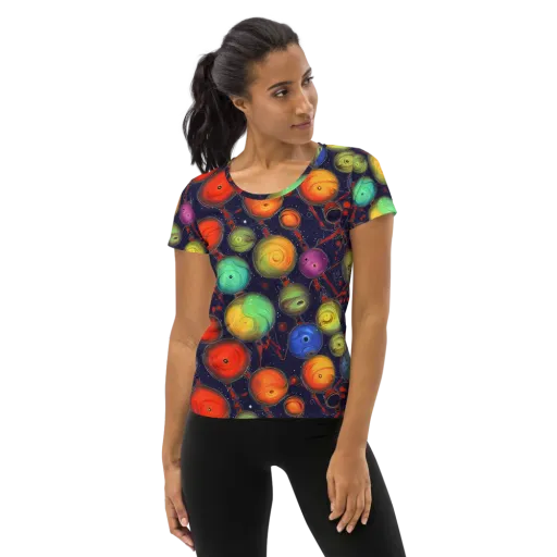 Orbiting Kaleidoscope on a Women's Athletic T-Shirt