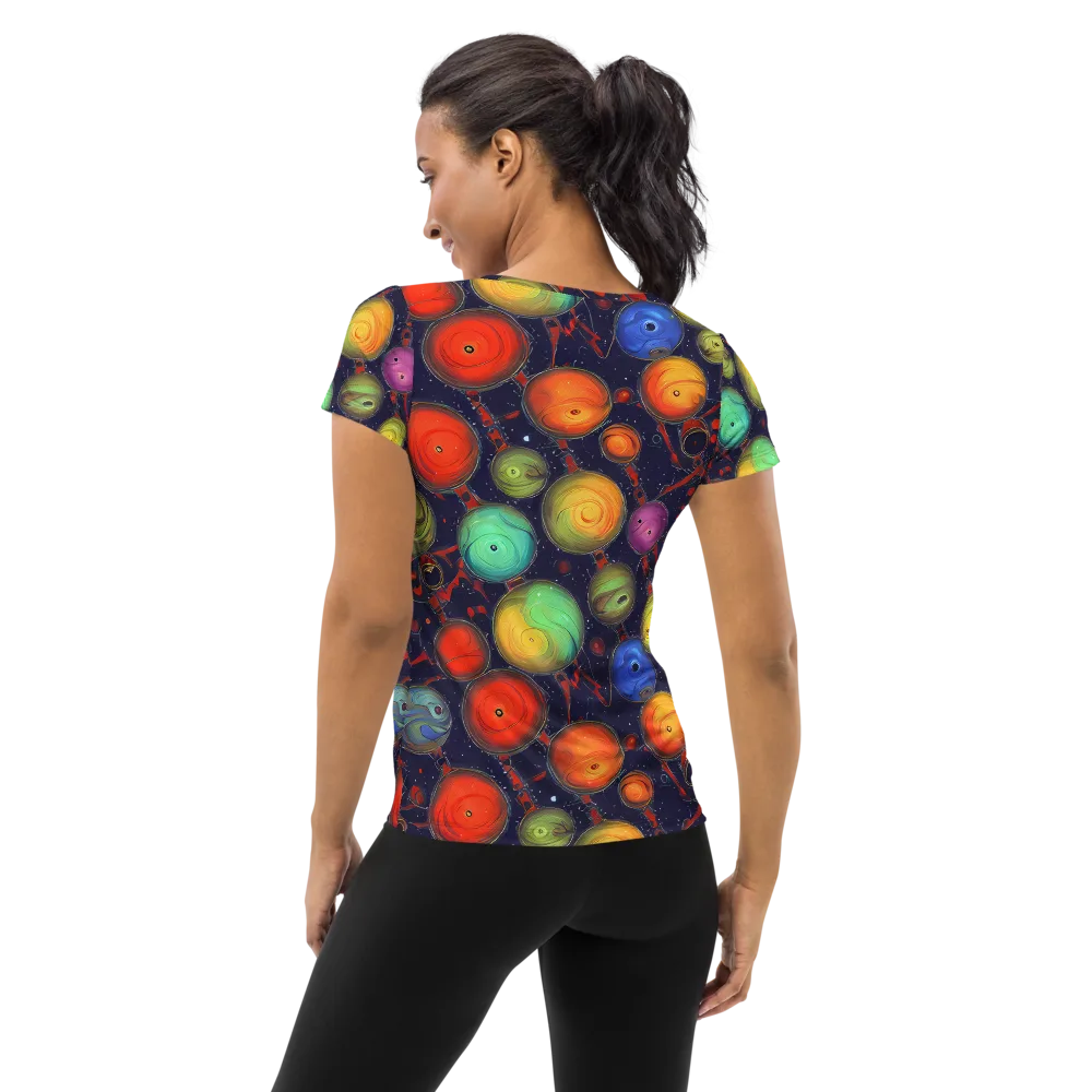 Orbiting Kaleidoscope on Women's Athletic T-Shirt — Back