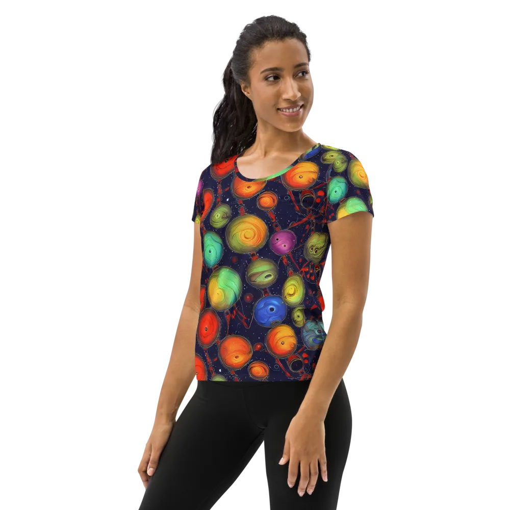 Orbiting Kaleidoscope on Women's Athletic T-Shirt — Left