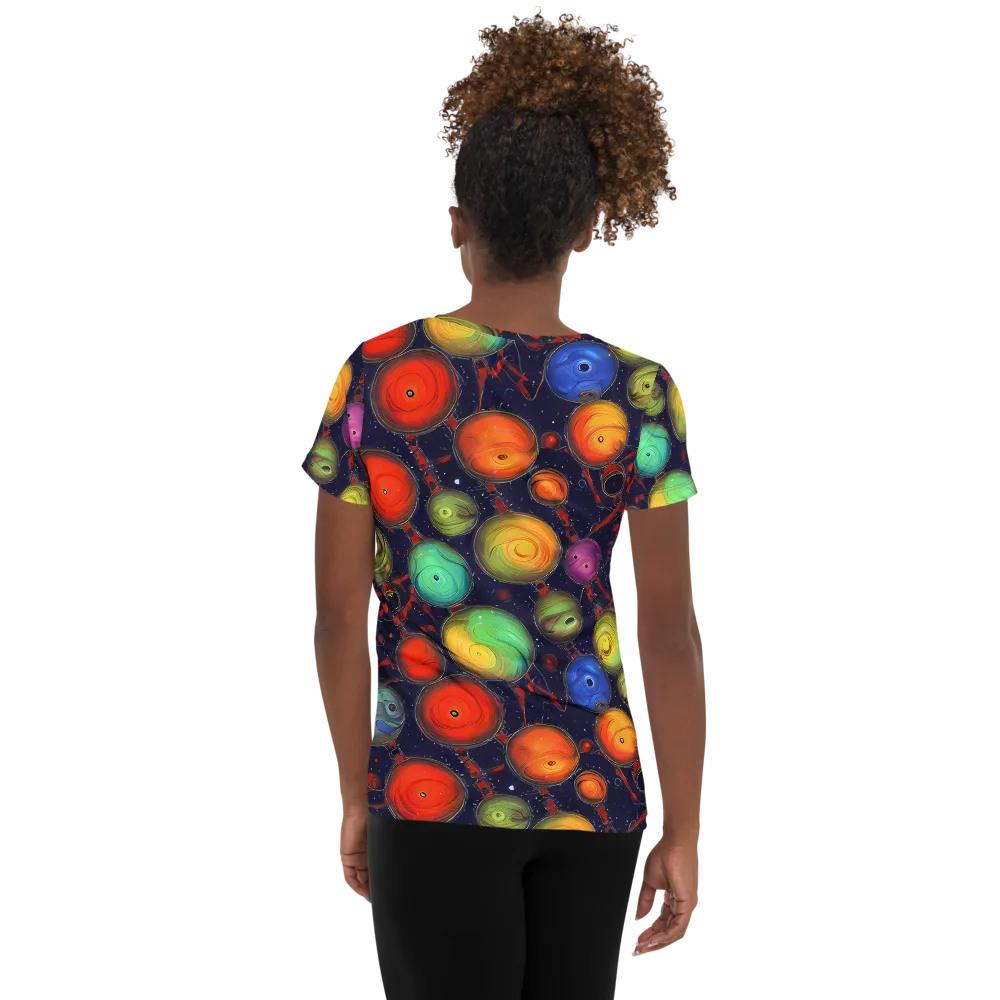 Orbiting Kaleidoscope on Women's Athletic T-Shirt — Back