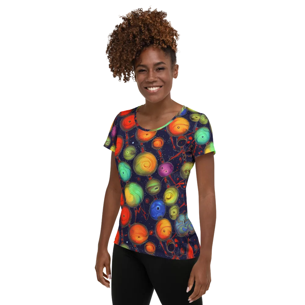 Orbiting Kaleidoscope on Women's Athletic T-Shirt — Left