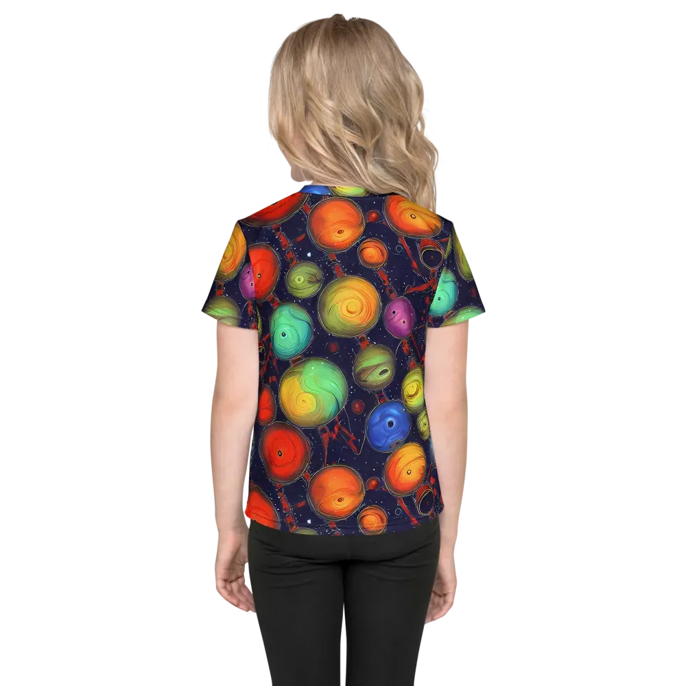 Orbiting Kaleidoscope on Kids Crew Neck T-Shirt — Back