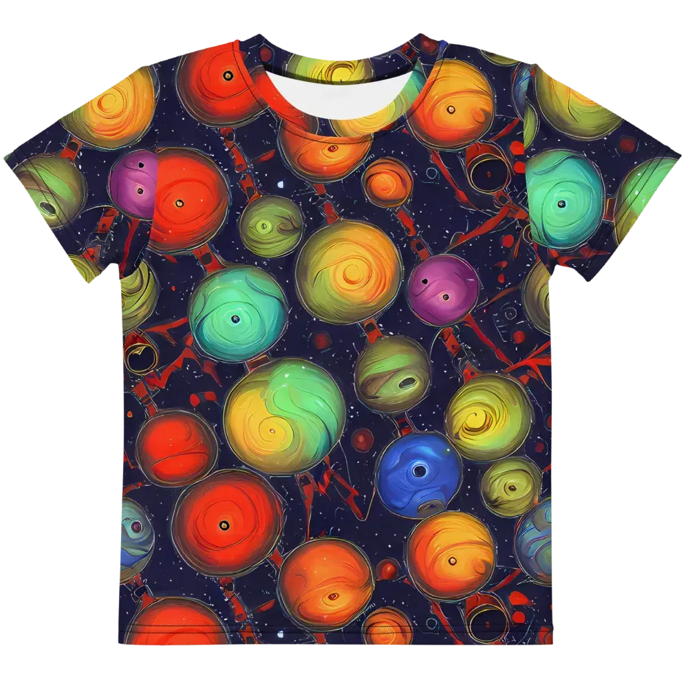 Orbiting Kaleidoscope on Kids Crew Neck T-Shirt — Front