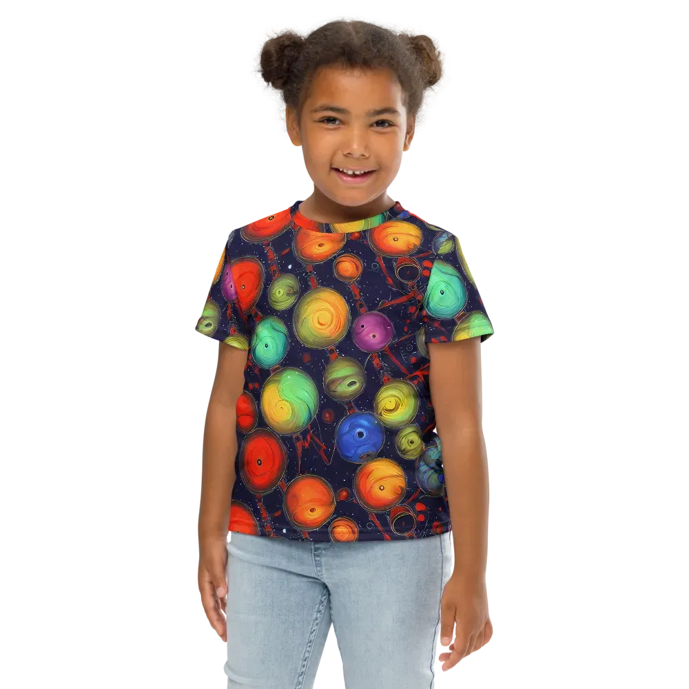 Orbiting Kaleidoscope on Kids Crew Neck T-Shirt — Front