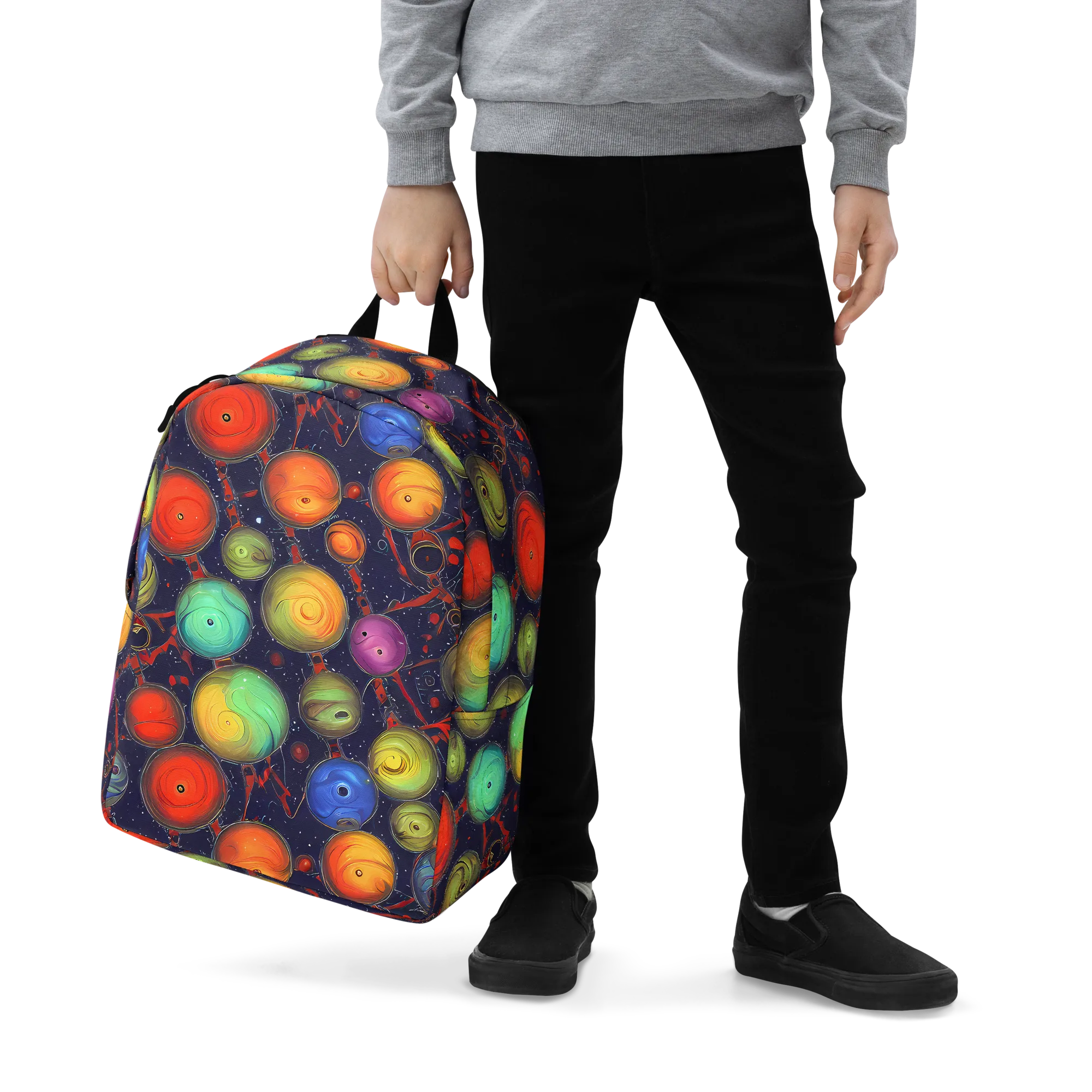 Orbiting Kaleidoscope on Minimalist Backpack — Zoomed-in