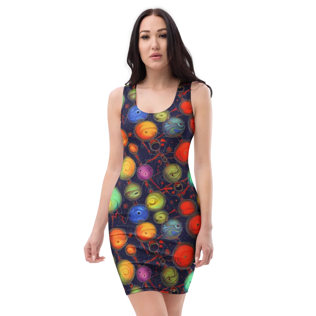 Orbiting Kaleidoscope on Bodycon Dress — Front