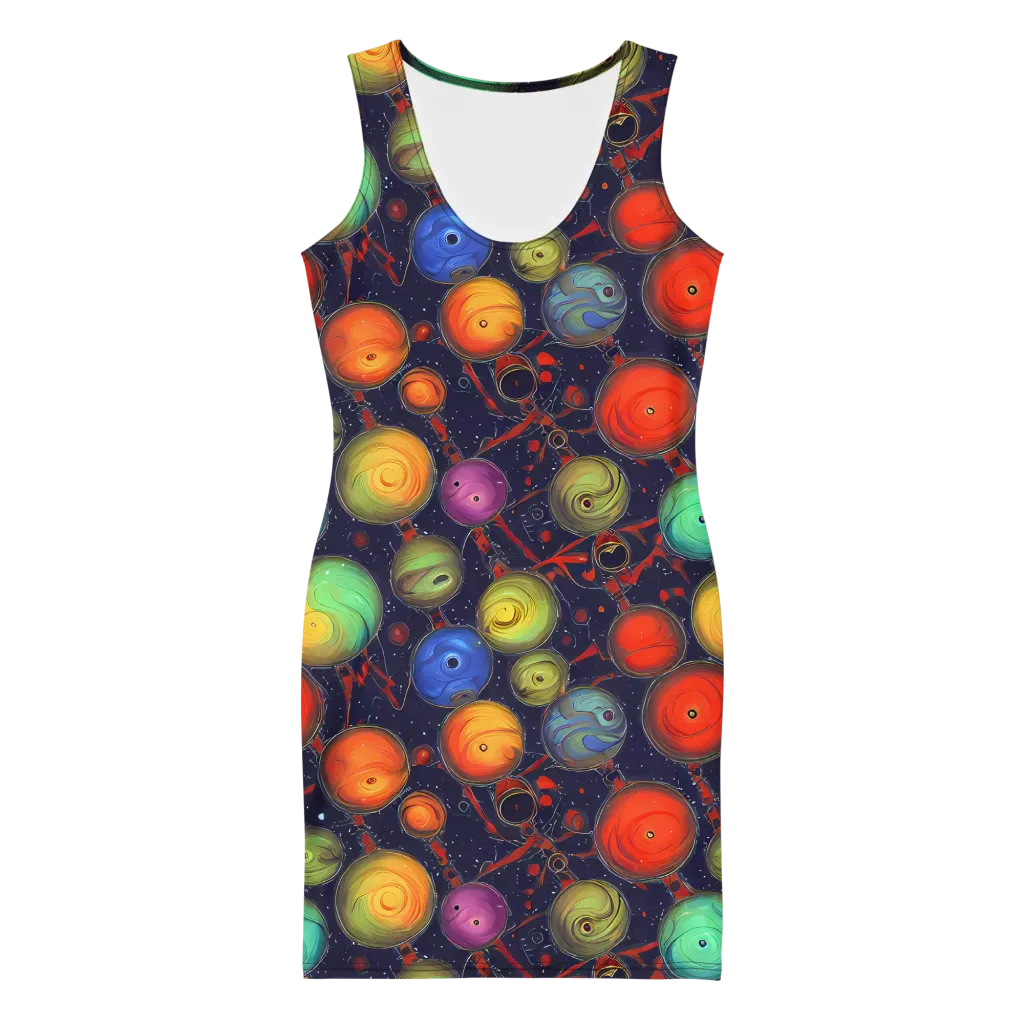 Orbiting Kaleidoscope on Bodycon Dress — Front