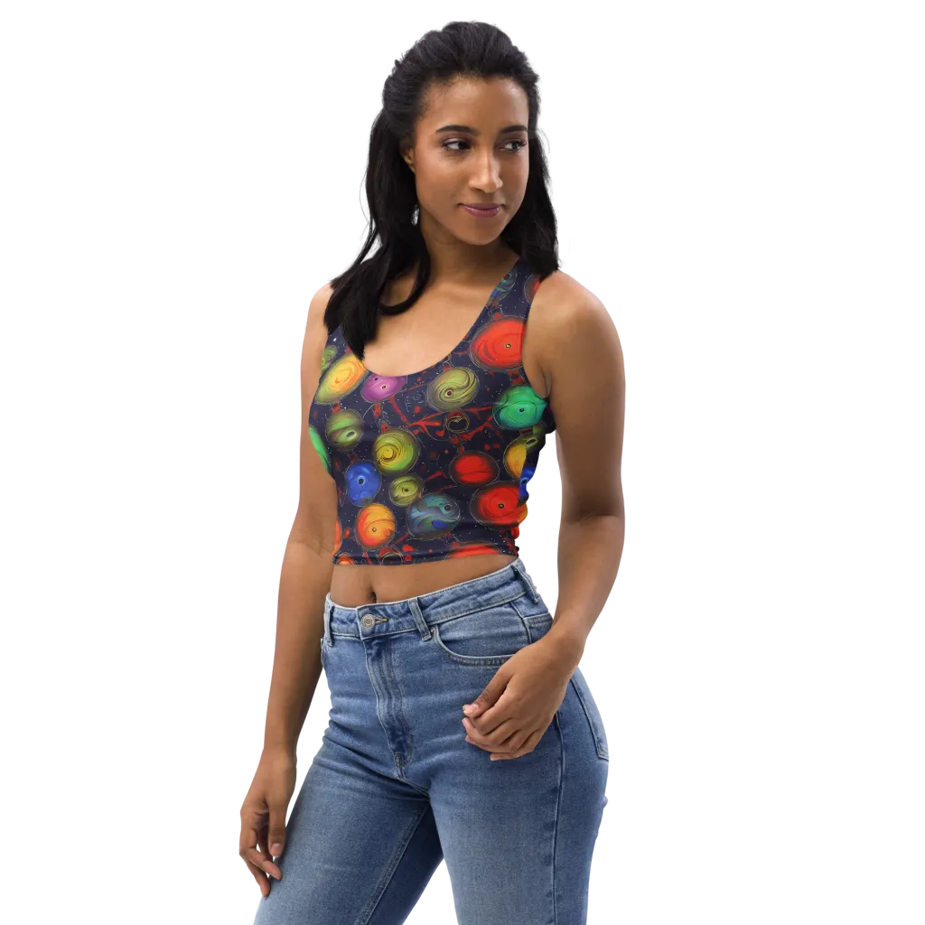 Orbiting Kaleidoscope on Crop Top — Left Front