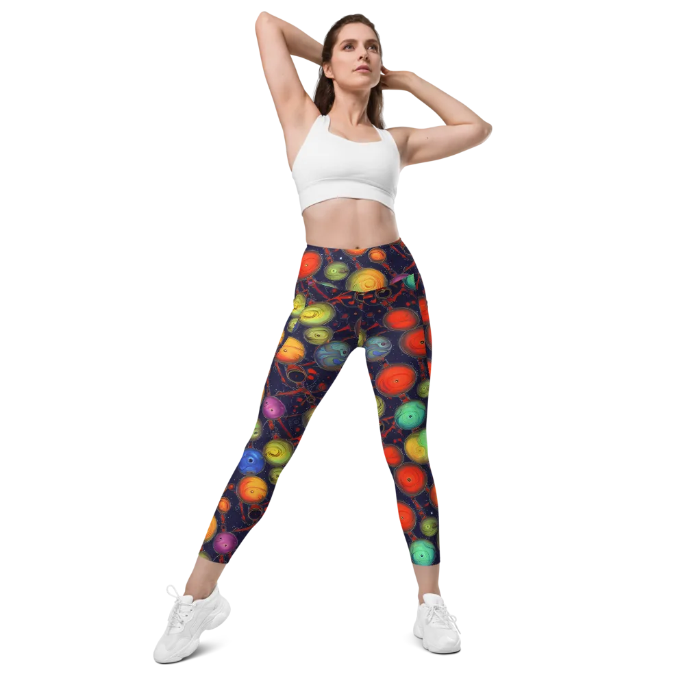 Orbiting Kaleidoscope on Leggings with Pockets — Front