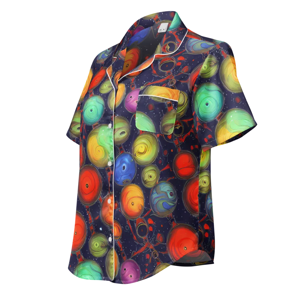 Orbiting Kaleidoscope on Women's Short Sleeve Pajama Top — Left Front
