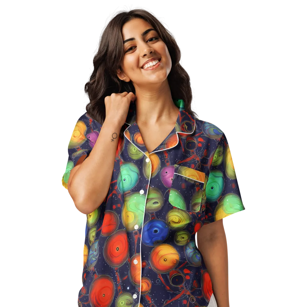 Orbiting Kaleidoscope on Women's Short Sleeve Pajama Top — Front