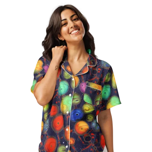 Orbiting Kaleidoscope on a Women's Short Sleeve Pajama Top