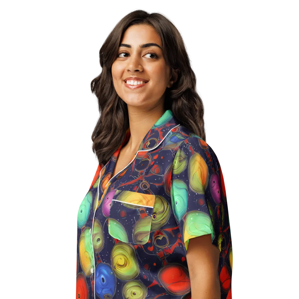 Orbiting Kaleidoscope on Women's Short Sleeve Pajama Top — Left Front