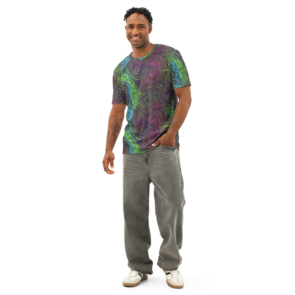 Chromatic Tangled on Men's Cotton Crew Neck T-Shirt — Front
