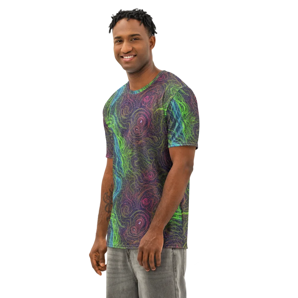 Chromatic Tangled on Men's Cotton Crew Neck T-Shirt — Left Front