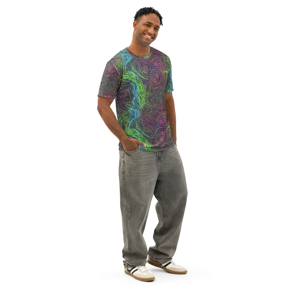 Chromatic Tangled on Men's Cotton Crew Neck T-Shirt — Right Front