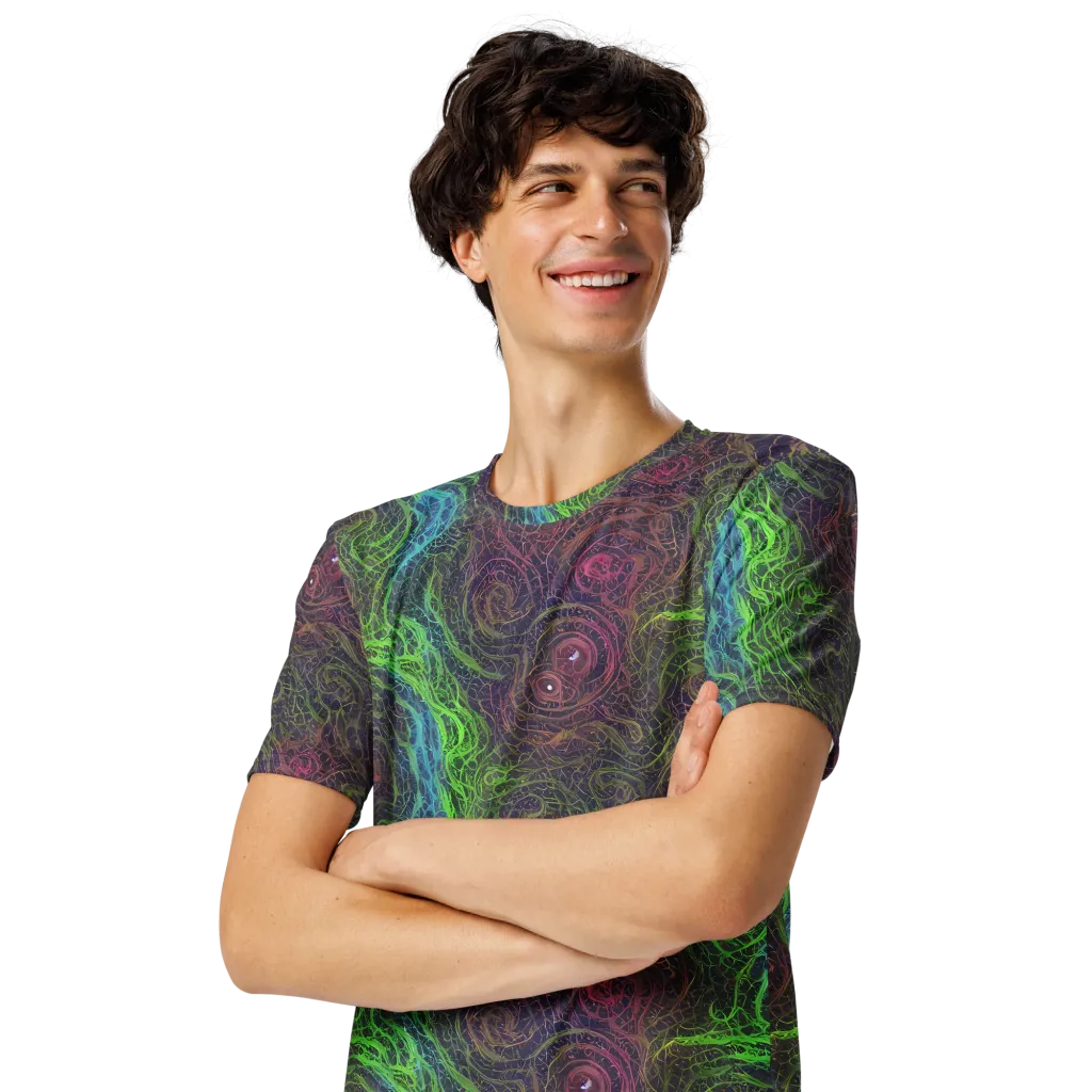 Chromatic Tangled on Men's Crew Neck T-Shirt — Left Front