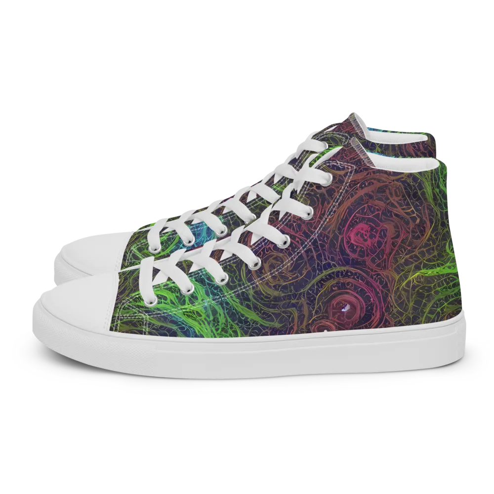 Chromatic Tangled on Men's High Top Canvas Shoes — Left