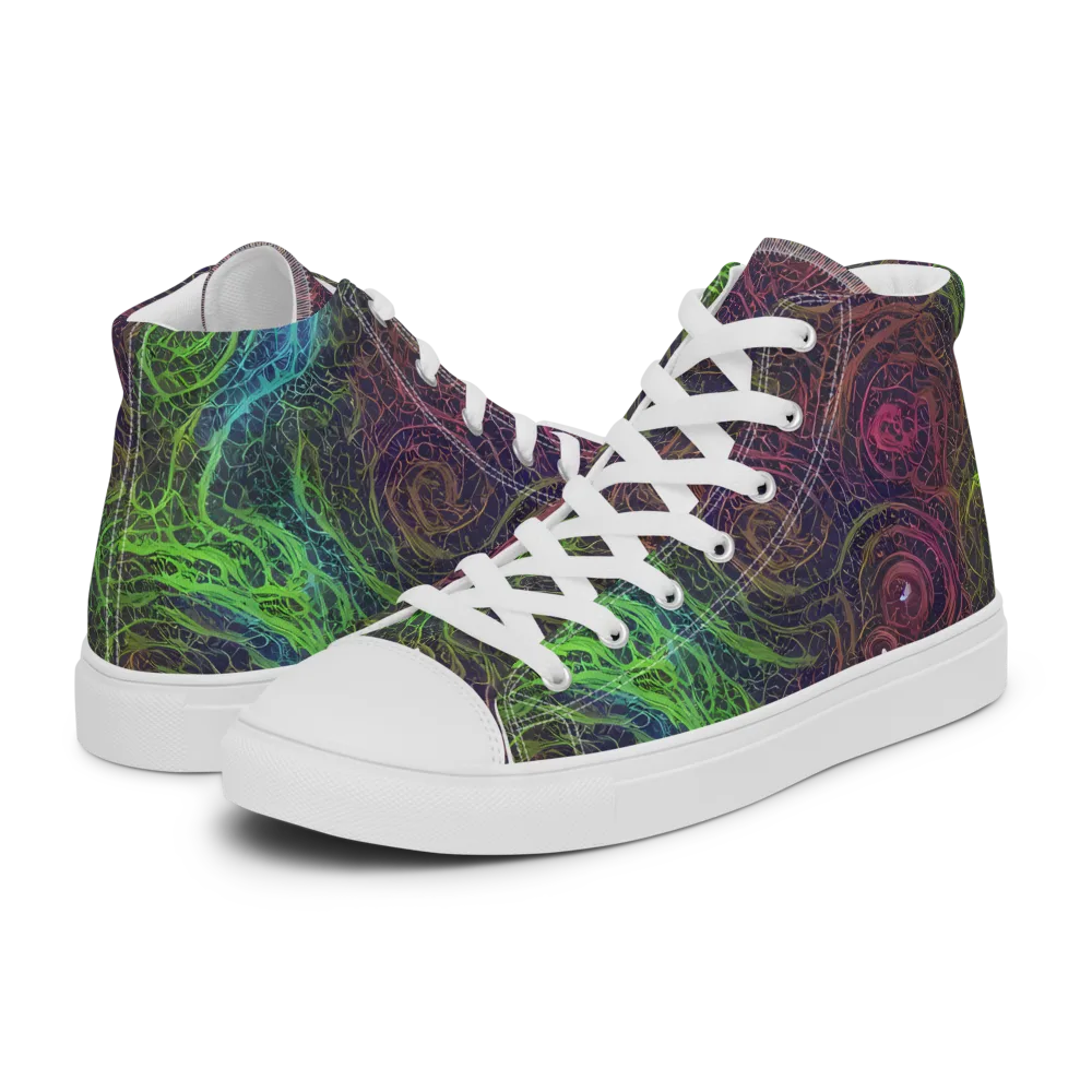Chromatic Tangled on Men's High Top Canvas Shoes — Left