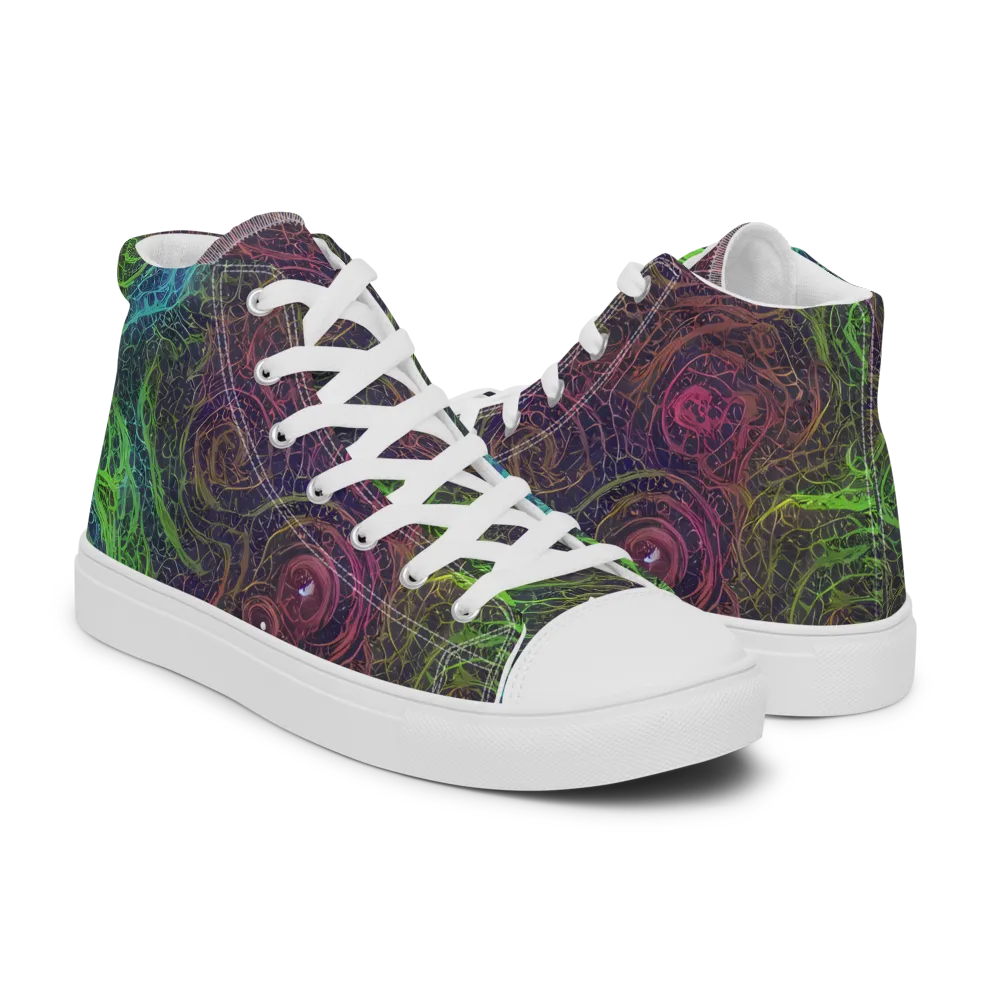 Chromatic Tangled on Men's High Top Canvas Shoes — Right