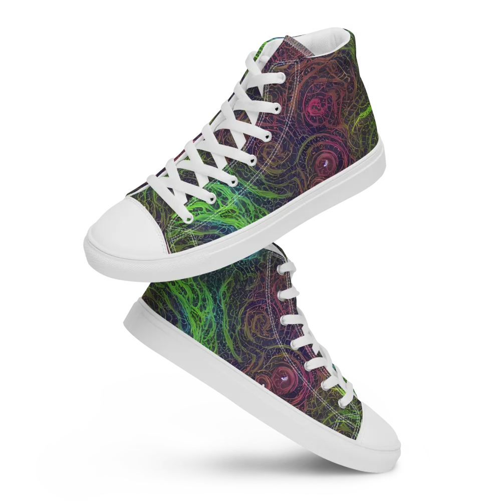 Chromatic Tangled on Men's High Top Canvas Shoes — Front