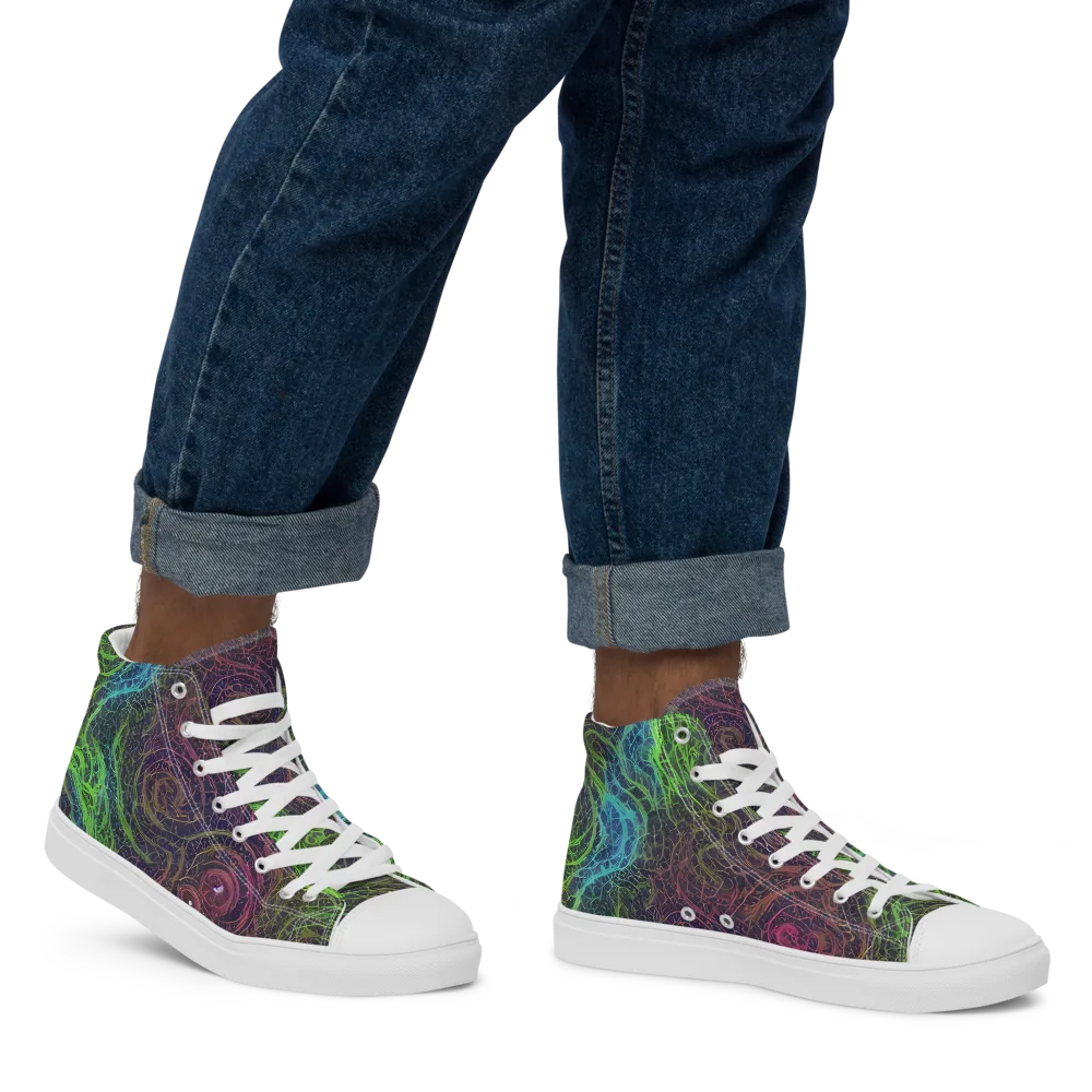 Chromatic Tangled on Men's High Top Canvas Shoes — Right