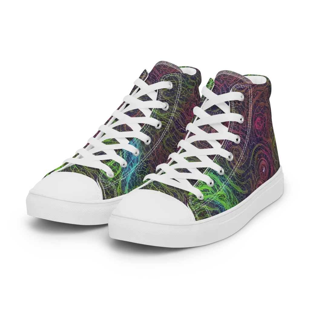 Chromatic Tangled on Women's High Top Canvas Shoes — Left Front
