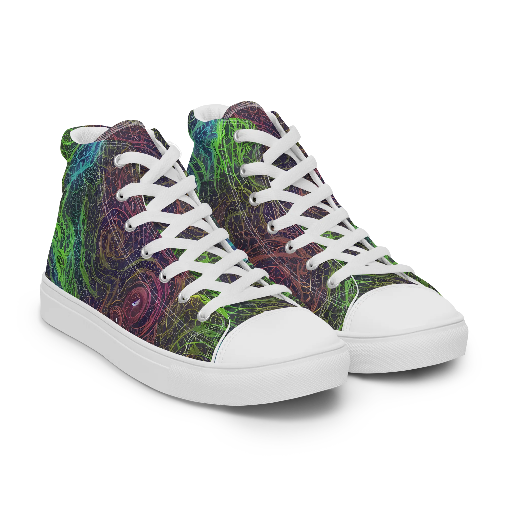 Chromatic Tangled on Women's High Top Canvas Shoes — Right Front