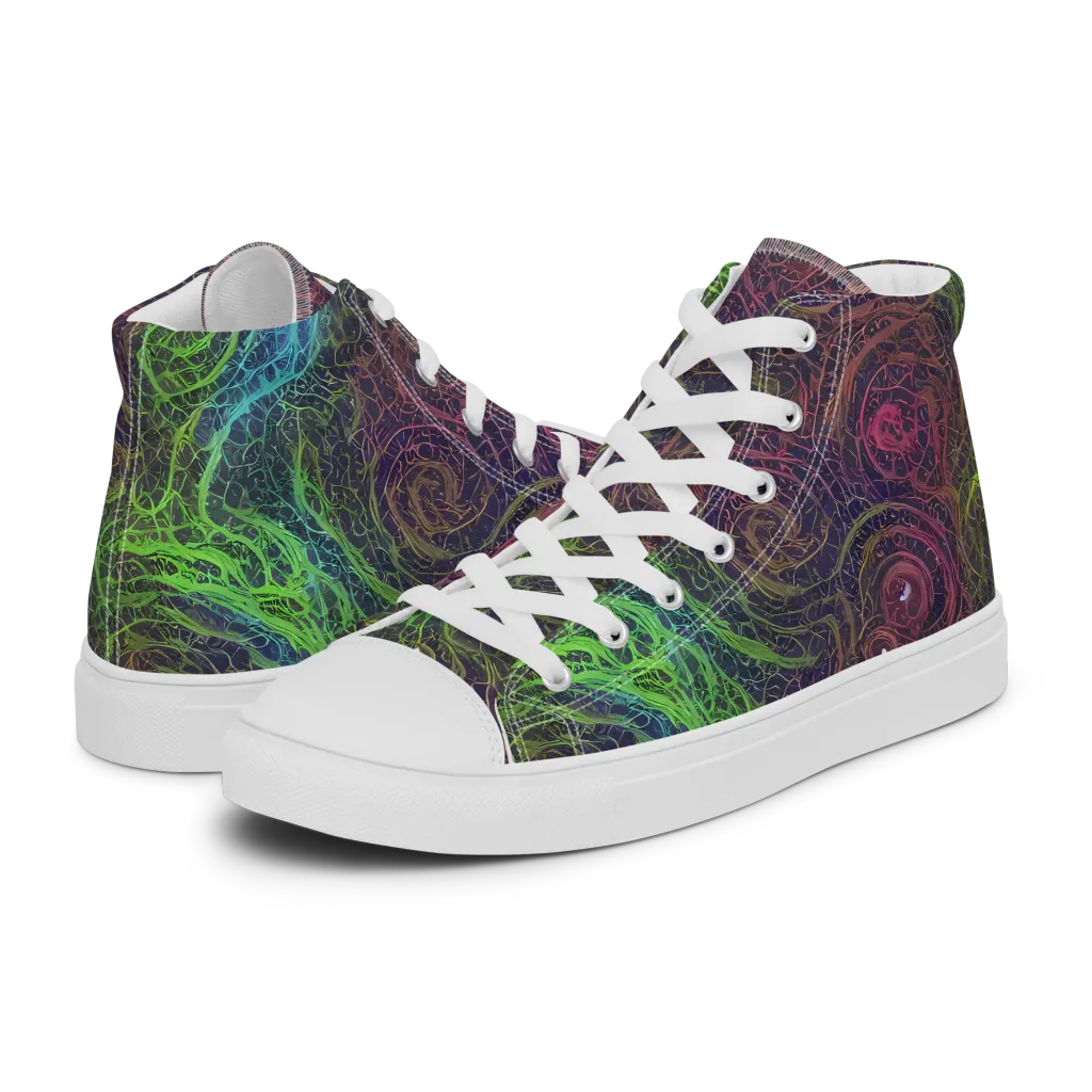 Chromatic Tangled on Women's High Top Canvas Shoes — Left